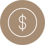 Dollar sign icon in a tan circle